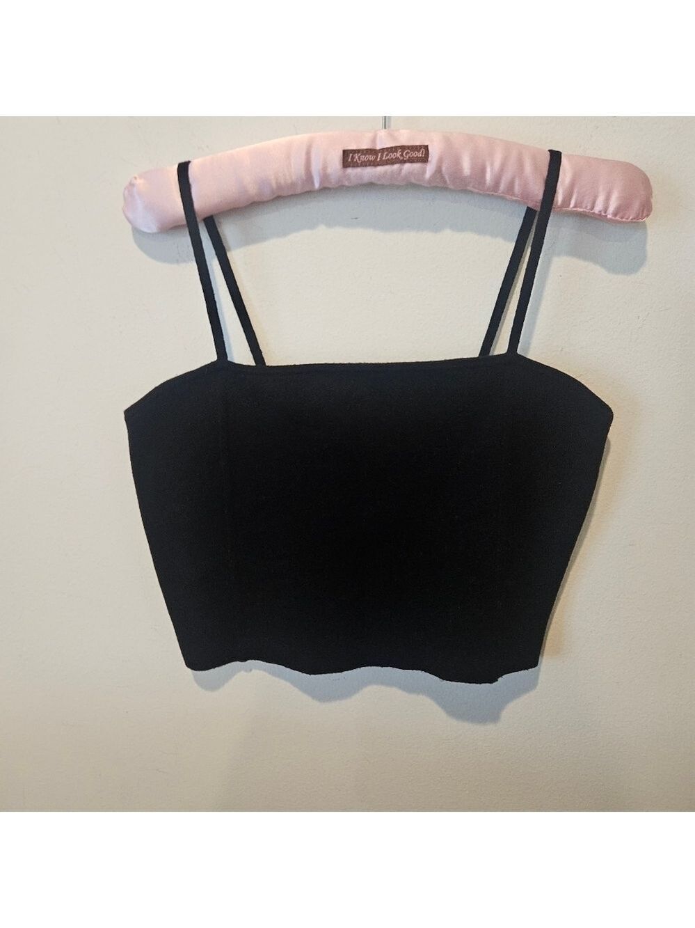 Express Women's Black Cropped Tanmln Top With spaghetti Straps, Size Medium